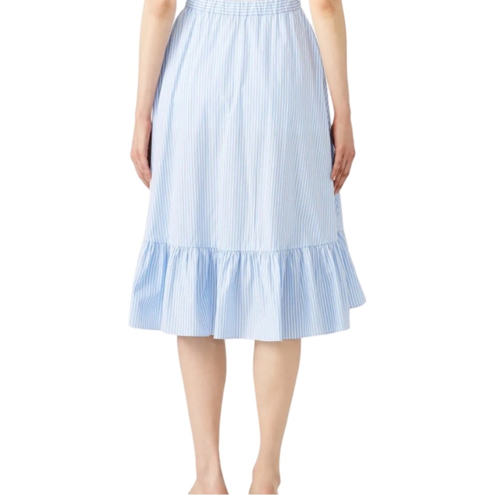 Jill Stuart Striped Ruffle Midi Skirt A-Line Cottagecore Office Preppy Nautical - Picture 2 of 7
